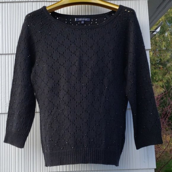 Anne Klein black beaded sweater - Picture 5 of 15